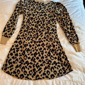LOFT  Dress in Black and Tan Animal Print